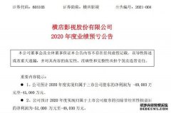 横店影视预计2020年净亏损4.5亿至4.9亿元